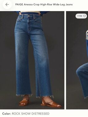 🧡🔥PAIGE - Blue Rock Show Distressed Crop Jeans - 29